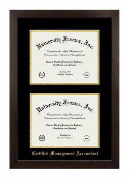 Certified Management Accountant Double Diploma Frame in Manhattan Espresso with Black & Gold Mats for document: 8 1/2"h x 11"w  , document: 8 1/2"h x 11"w  