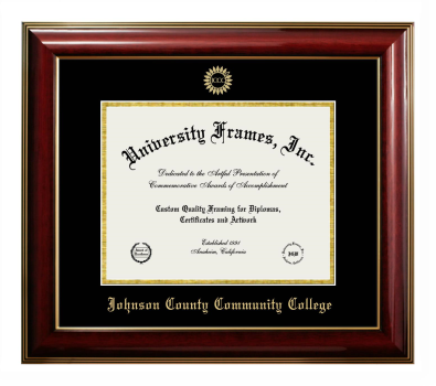 Johnson County Community College Diploma Frame in Classic Mahogany with Gold Trim with Black & Gold Mats for document: 8 1/2"h x 11"w  