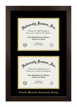 Estrella Mountain Community College Double Diploma Frame in Manhattan Espresso with Black & Gold Mats for document: 8 1/2"h x 11"w  , document: 8 1/2"h x 11"w  