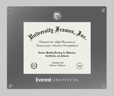 Everest Institute Lucent Clear-over-Smoke Frame in Lucent Smoke Moulding with Lucent Smoke Mat for document: 8 1/2"h x 11"w  