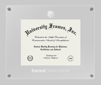 Everest Institute Lucent Clear-over-Clear Frame in Lucent Clear Moulding with Lucent Clear Mat for document: 8 1/2"h x 11"w  