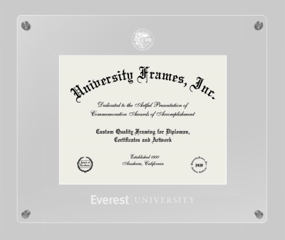 Everest University Lucent Clear-over-Clear Frame in Lucent Clear Moulding with Lucent Clear Mat for document: 8 1/2"h x 11"w  