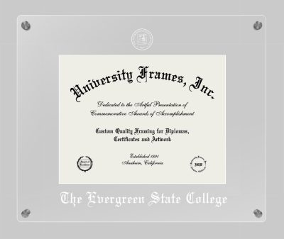 Evergreen State College Lucent Clear-over-Clear Frame in Lucent Clear Moulding with Lucent Clear Mat for document: 8 1/2"h x 11"w  