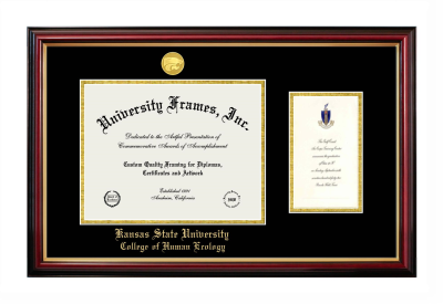 Kansas State University College of Human Ecology Diploma with Announcement Frame in Petite Mahogany with Gold Trim with Black & Gold Mats for document: 8 1/2"h x 11"w  , diploma: 7"h x 4"w  