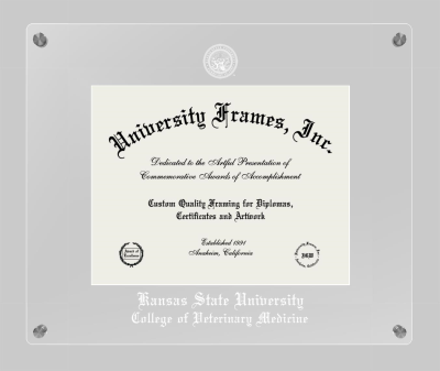 Kansas State University College of Veterinary Medicine Lucent Clear-over-Clear Frame in Lucent Clear Moulding with Lucent Clear Mat for document: 8 1/2"h x 11"w  