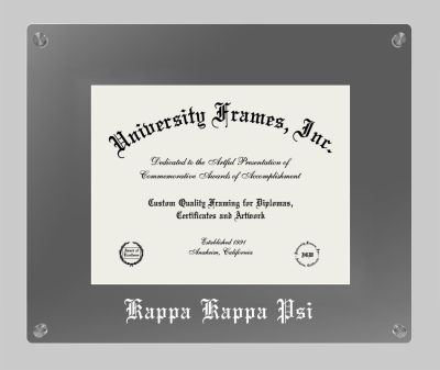 Kappa Kappa Psi Lucent Clear-over-Smoke Frame in Lucent Smoke Moulding with Lucent Smoke Mat for document: 8 1/2"h x 11"w  