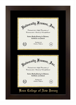 Kean College of New Jersey Double Diploma Frame in Manhattan Espresso with Black & Gold Mats for document: 8 1/2"h x 11"w  , document: 8 1/2"h x 11"w  