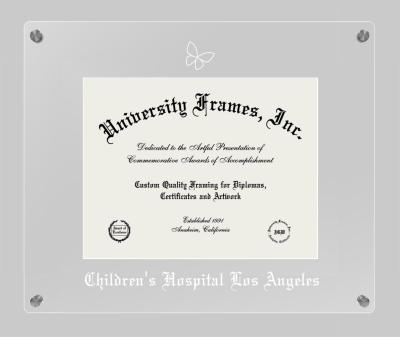 Children's Hospital Los Angeles Lucent Clear-over-Clear Frame in Lucent Clear Moulding with Lucent Clear Mat for document: 8 1/2"h x 11"w  