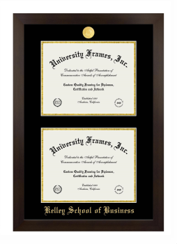 Kelley School of Business Double Diploma Frame in Manhattan Espresso with Black & Gold Mats for document: 8 1/2"h x 11"w  , document: 8 1/2"h x 11"w  