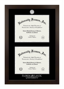 Florida Atlantic University (Boca Raton) Double Diploma Frame in Manhattan Espresso with Black & Silver Mats for document: 8 1/2"h x 11"w  , document: 8 1/2"h x 11"w  