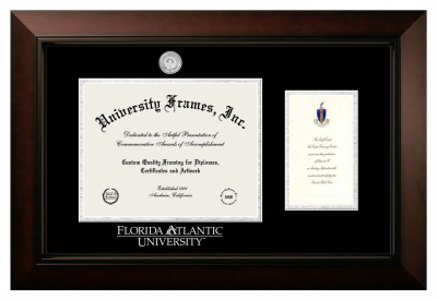 Florida Atlantic University (Boca Raton) Diploma with Announcement Frame in Legacy Black Cherry with Black & Silver Mats for document: 8 1/2"h x 11"w  , diploma: 7"h x 4"w  