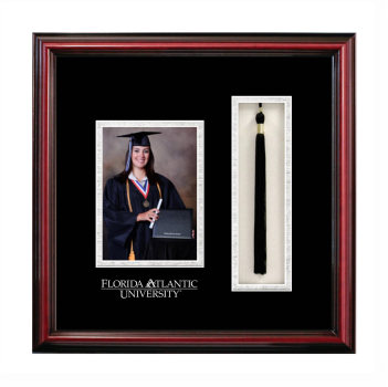 Florida Atlantic University (Boca Raton) 5 x 7 Portrait with Tassel Box Frame in Petite Cherry with Black & Silver Mats