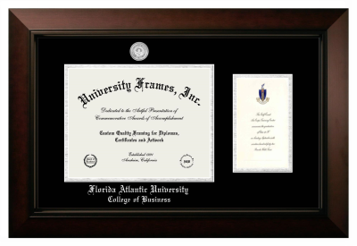 Florida Atlantic University (Boca Raton) College of Business Diploma with Announcement Frame in Legacy Black Cherry with Black & Silver Mats for document: 8 1/2"h x 11"w  , diploma: 7"h x 4"w  