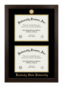 Kentucky State University Double Diploma Frame in Manhattan Espresso with Black & Gold Mats for document: 8 1/2"h x 11"w  , document: 8 1/2"h x 11"w  