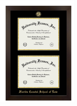 Florida Coastal School of Law Double Diploma Frame in Manhattan Espresso with Black & Gold Mats for document: 8 1/2"h x 11"w  , document: 8 1/2"h x 11"w  