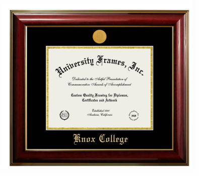 Knox College Diploma Frame in Classic Mahogany with Gold Trim with Black & Gold Mats for document: 8 1/2"h x 11"w  
