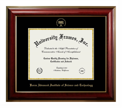 Korea Advanced Institute of Science and Technology Diploma Frame in Classic Mahogany with Gold Trim with Black & Gold Mats for document: 8 1/2"h x 11"w  
