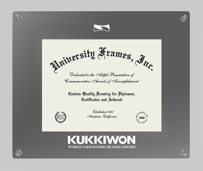KUKKIWON - World taekwondo Headquarters Lucent Clear-over-Smoke Frame in Lucent Smoke Moulding with Lucent Smoke Mat for document: 8 1/2"h x 11"w  