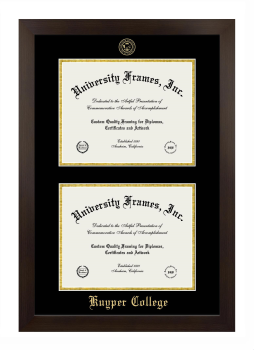 Kuyper College Double Diploma Frame in Manhattan Espresso with Black & Gold Mats for document: 8 1/2"h x 11"w  , document: 8 1/2"h x 11"w  