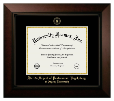 Florida School of Professional Psychology at Argosy University Diploma Frame in Legacy Black Cherry with Black & Gold Mats for document: 8 1/2"h x 11"w  