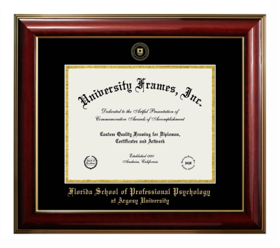 Florida School of Professional Psychology at Argosy University Diploma Frame in Classic Mahogany with Gold Trim with Black & Gold Mats for document: 8 1/2"h x 11"w  