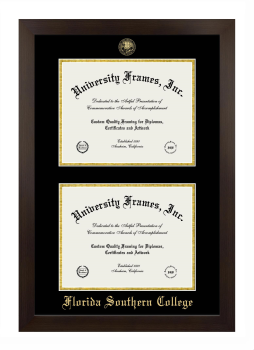 Florida Southern College Double Diploma Frame in Manhattan Espresso with Black & Gold Mats for document: 8 1/2"h x 11"w  , document: 8 1/2"h x 11"w  