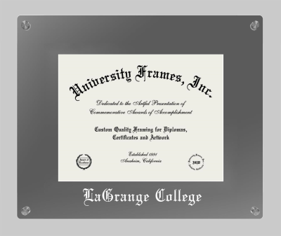 LaGrange College Lucent Clear-over-Smoke Frame in Lucent Smoke Moulding with Lucent Smoke Mat for document: 8 1/2"h x 11"w  