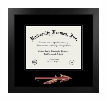 Florida State University College of Medicine Logo Mat Frame in Manhattan Black with  Mat for document: 8 1/2"h x 11"w  