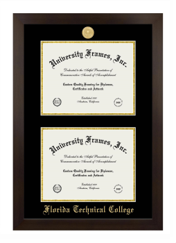 Florida Technical College Double Diploma Frame in Manhattan Espresso with Black & Gold Mats for document: 8 1/2"h x 11"w  , document: 8 1/2"h x 11"w  