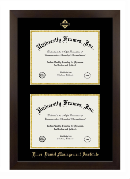 Fluor Daniel Management Institute Double Diploma Frame in Manhattan Espresso with Black & Gold Mats for document: 8 1/2"h x 11"w  , document: 8 1/2"h x 11"w  