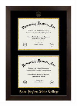 Lake Region State College Double Diploma Frame in Manhattan Espresso with Black & Gold Mats for document: 8 1/2"h x 11"w  , document: 8 1/2"h x 11"w  