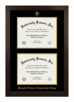 Forsyth Technical Community College Double Diploma Frame in Manhattan Espresso with Black & Gold Mats for document: 8 1/2"h x 11"w  , document: 8 1/2"h x 11"w  