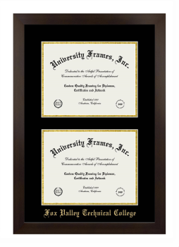 Fox Valley Technical College Double Diploma Frame in Manhattan Espresso with Black & Gold Mats for document: 8 1/2"h x 11"w  , document: 8 1/2"h x 11"w  