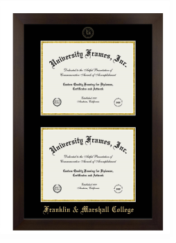 Franklin & Marshall College Double Diploma Frame in Manhattan Espresso with Black & Gold Mats for document: 8 1/2"h x 11"w  , document: 8 1/2"h x 11"w  