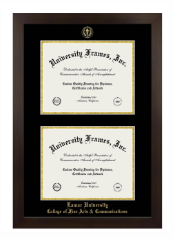 Lamar University College of Fine Arts & Communications Double Diploma Frame in Manhattan Espresso with Black & Gold Mats for document: 8 1/2"h x 11"w  , document: 8 1/2"h x 11"w  