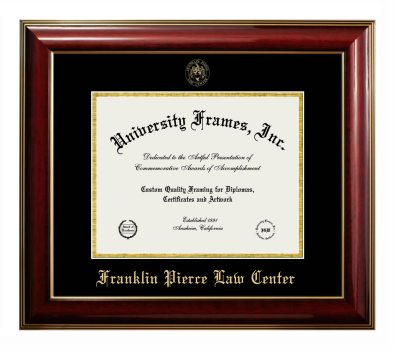 Franklin Pierce Law Center Diploma Frame in Classic Mahogany with Gold Trim with Black & Gold Mats for document: 8 1/2"h x 11"w  