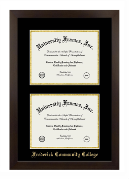 Frederick Community College Double Diploma Frame in Manhattan Espresso with Black & Gold Mats for document: 8 1/2"h x 11"w  , document: 8 1/2"h x 11"w  