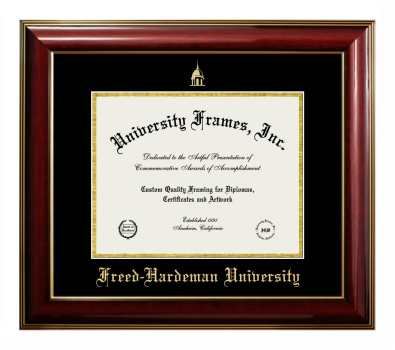 Freed-Hardeman University Diploma Frame in Classic Mahogany with Gold Trim with Black & Gold Mats for document: 8 1/2"h x 11"w  
