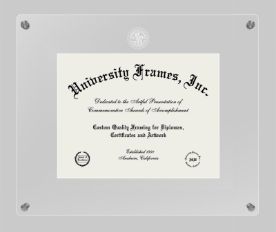 Fresno City College Lucent Clear-over-Clear Frame in Lucent Clear Moulding with Lucent Clear Mat for document: 8 1/2"h x 11"w  