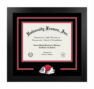 Gardner-Webb University Logo Mat Frame in Manhattan Black with Black & Red Mats for document: 8 1/2"h x 11"w  