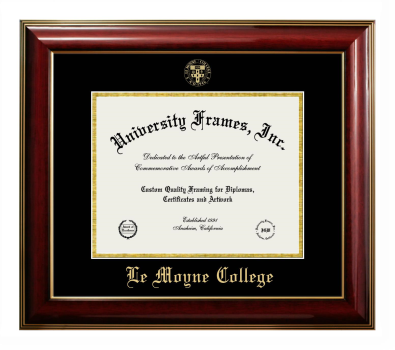 Le Moyne College Diploma Frame in Classic Mahogany with Gold Trim with Black & Gold Mats for document: 8 1/2"h x 11"w  