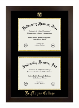 Le Moyne College Double Diploma Frame in Manhattan Espresso with Black & Gold Mats for document: 8 1/2"h x 11"w  , document: 8 1/2"h x 11"w  