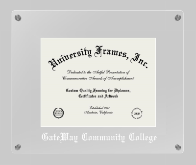 GateWay Community College (AZ) Lucent Clear-over-Clear Frame in Lucent Clear Moulding with Lucent Clear Mat for document: 8 1/2"h x 11"w  