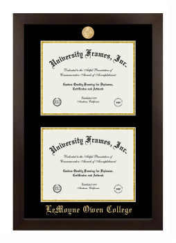 LeMoyne-Owen College Double Diploma Frame in Manhattan Espresso with Black & Gold Mats for document: 8 1/2"h x 11"w  , document: 8 1/2"h x 11"w  