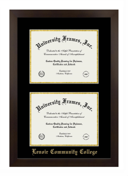 Lenoir Community College Double Diploma Frame in Manhattan Espresso with Black & Gold Mats for document: 8 1/2"h x 11"w  , document: 8 1/2"h x 11"w  