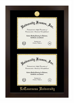 LeTourneau University Double Diploma Frame in Manhattan Espresso with Black & Gold Mats for document: 8 1/2"h x 11"w  , document: 8 1/2"h x 11"w  