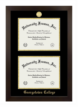 Georgetown College Double Diploma Frame in Manhattan Espresso with Black & Gold Mats for document: 8 1/2"h x 11"w  , document: 8 1/2"h x 11"w  