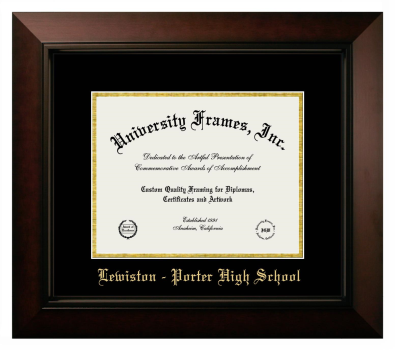 Lewiston - Porter High School Diploma Frame in Legacy Black Cherry with Black & Gold Mats for document: 8 1/2"h x 11"w  
