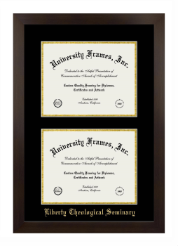 Liberty Theological Seminary Double Diploma Frame in Manhattan Espresso with Black & Gold Mats for document: 8 1/2"h x 11"w  , document: 8 1/2"h x 11"w  