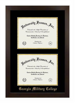 Georgia Military College Double Diploma Frame in Manhattan Espresso with Black & Gold Mats for document: 8 1/2"h x 11"w  , document: 8 1/2"h x 11"w  